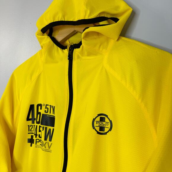 Ralph Lauren Polo Sport Yellow Ripstop Hooded Zipper Windbreaker Jacket Men's M - Picture 9 of 14
